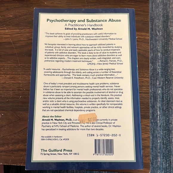 Psychotherapy and Substance Abuse  - A Practitioner’s Handbook by A Washton - Picture 2 of 2
